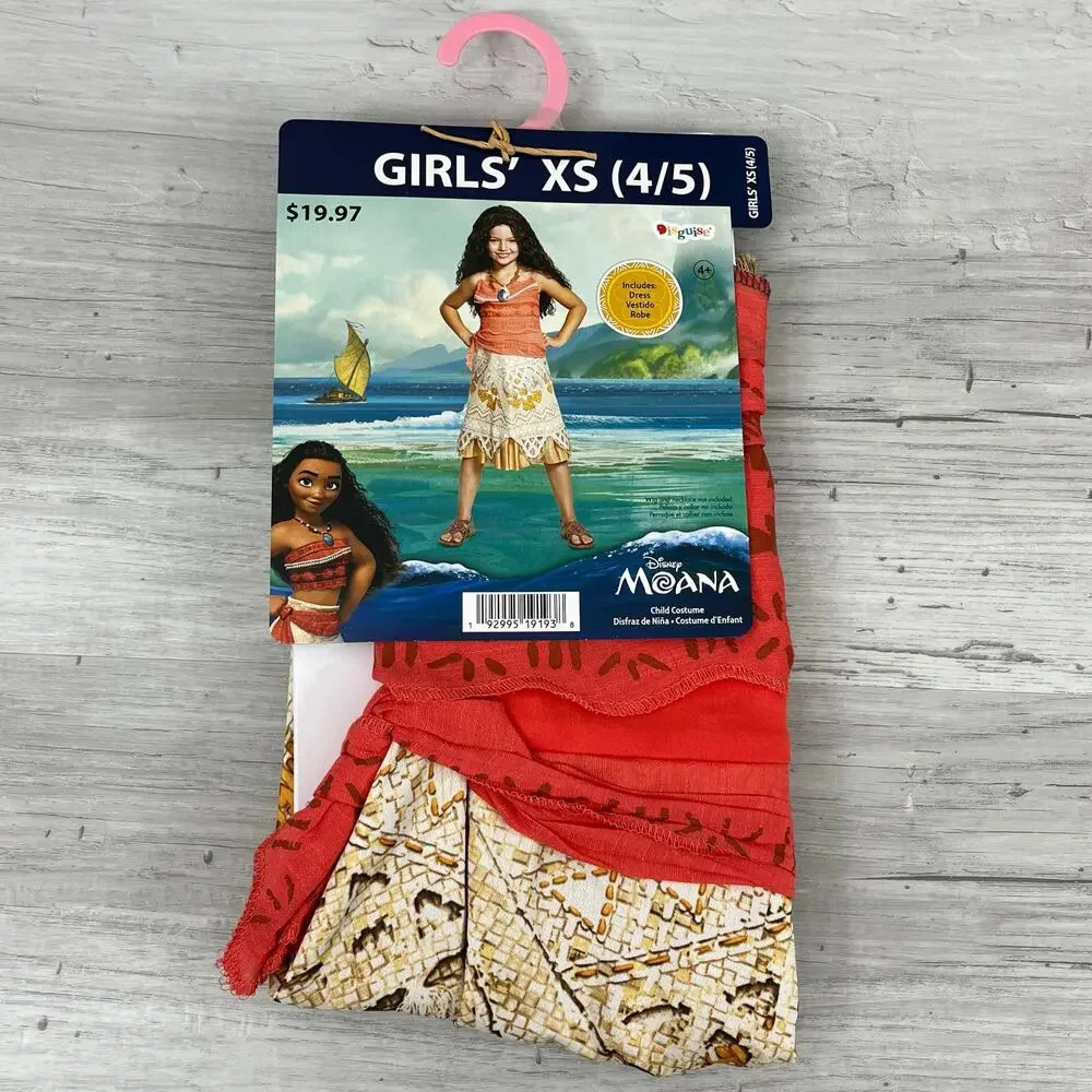 Disguise Disney's Moana Classic Dress Up Halloween Costume Skirt Dress XS 4/5